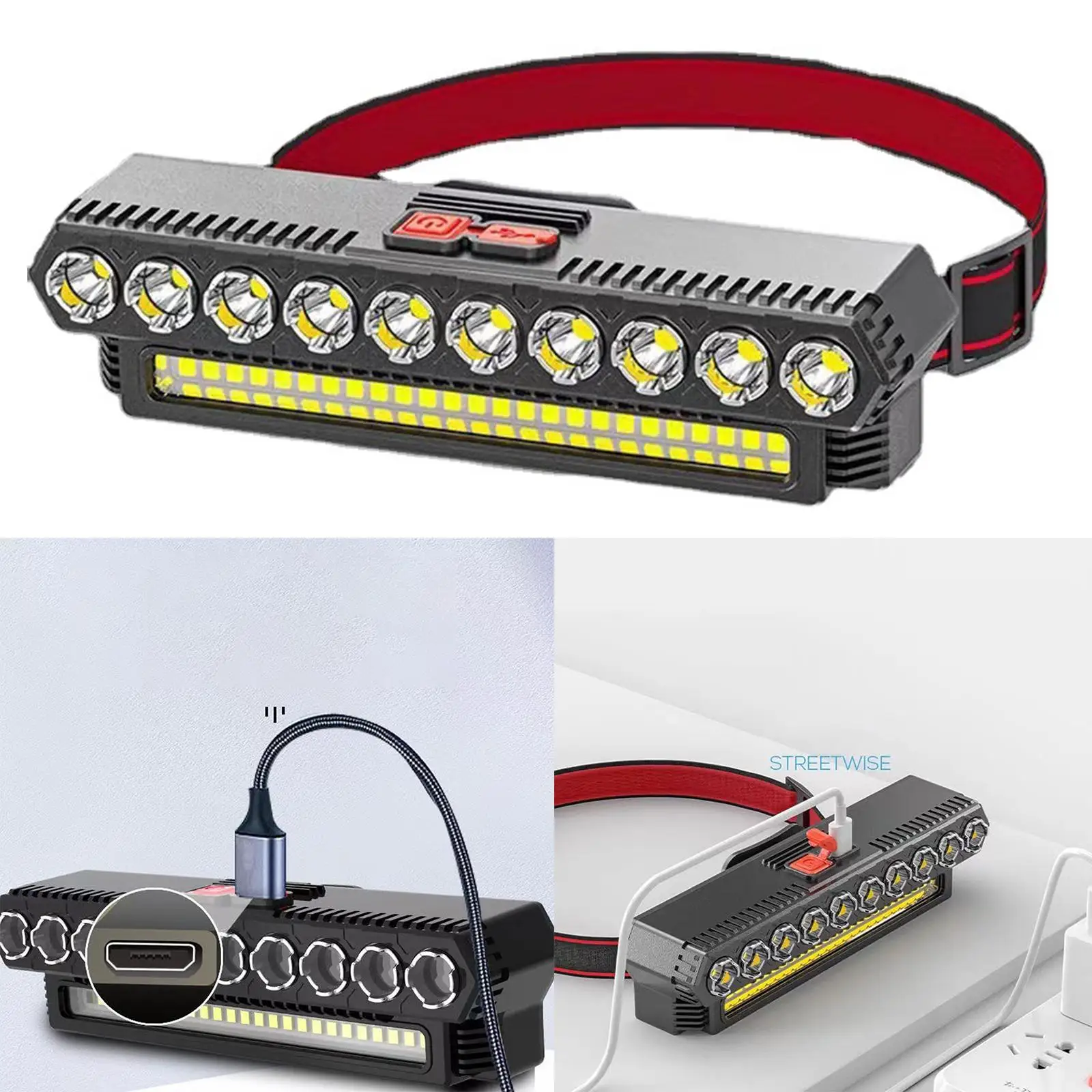 

COB Headlight USB Charging Bright Adjustable Headband for Tail Work
