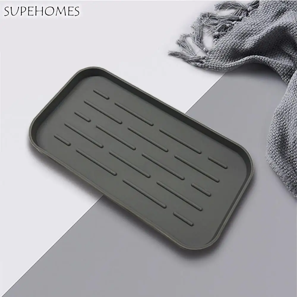

Easy to Clean Non-slip Silicone Dishwashing Scrubber Holder Sponges Holder Soap Dishes Bathroom Accessories Sink Tray