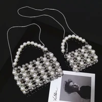 retro fashion silver pearl beaded bag for women design hand held shoulder womens bag summer 2022 jelly purses and handbags mini