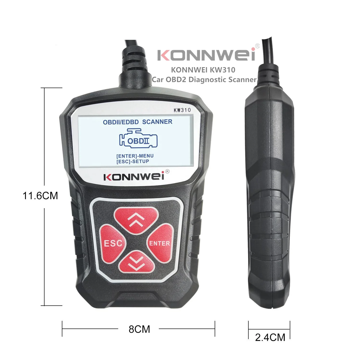 Фото KONNWEI OBD II KW310 диагностический сканер двигателя автомобиля инструмент для ремонта диагностический тестер №1