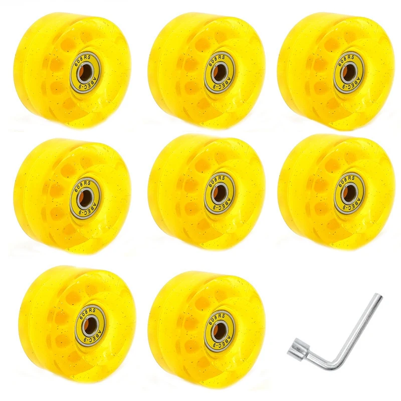 

8-Piece 32 X 58Mm 82A Roller Skates With Bearings, For Indoor Or Outdoor Use, With Wrench For Wheel Removal