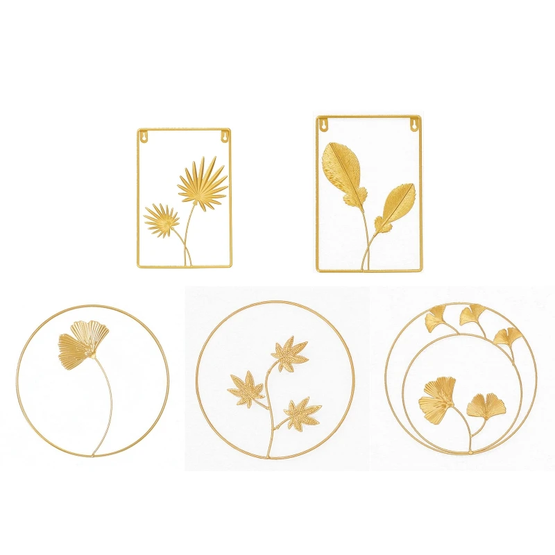

Nordic Style Golden Leaf Shape Wall Art Decor Metal Frame Hanging Ornament for Home Bedroom Living Room Hotel Wall Light