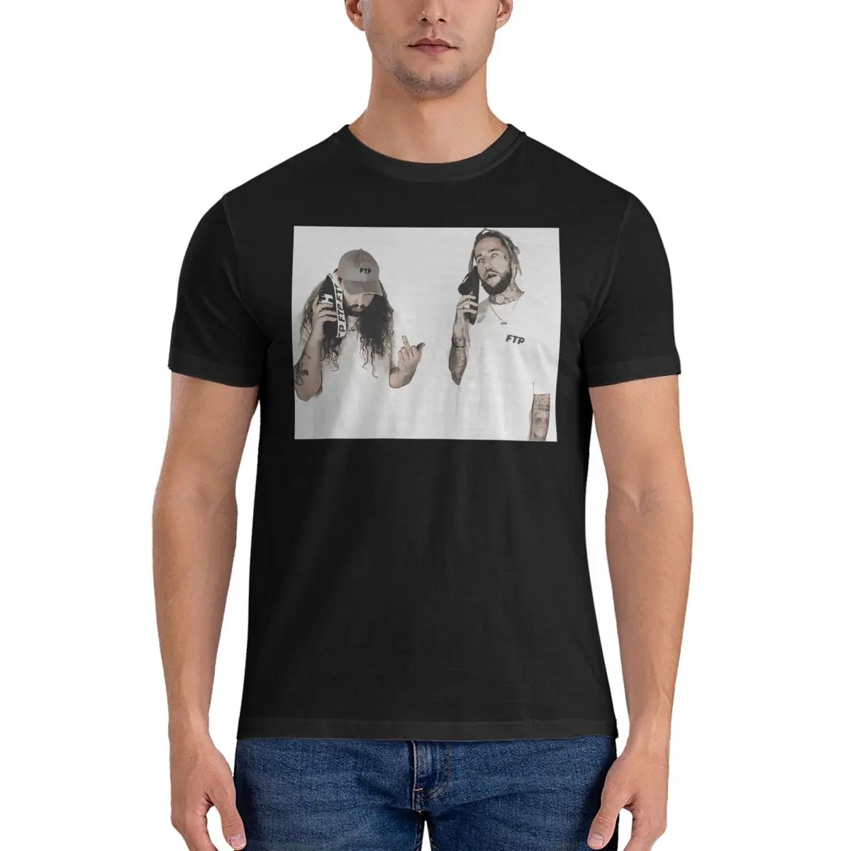 Мужская футболка с забавным знаком из 100% хлопка круглым вырезом женская коротким