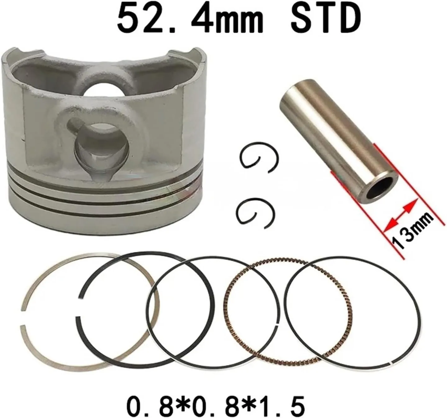 Мотоциклетный поршень 52 4 мм STD + 25 50 75 100 13 штырьковое кольцо 0 8*0 8*1 5 комплект для Honda