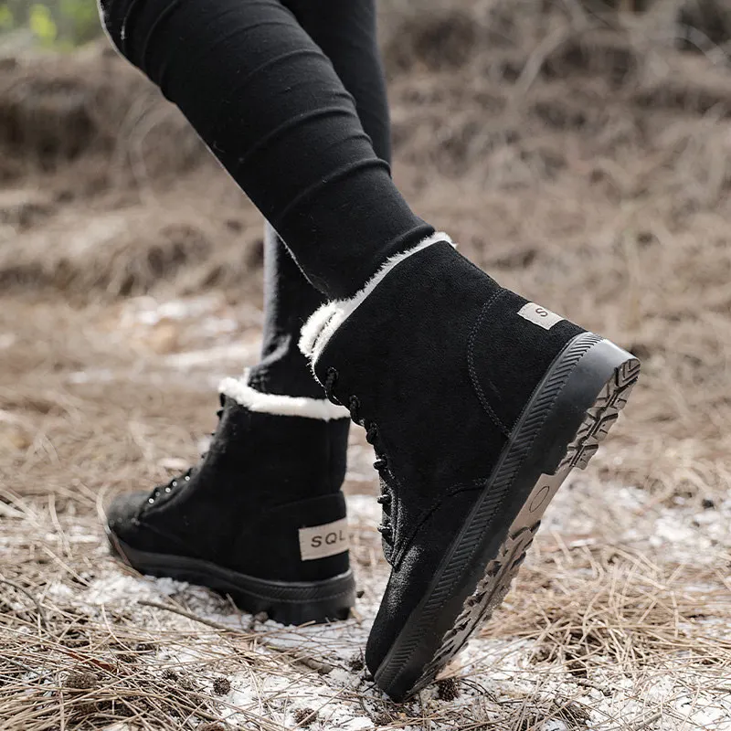 Brand Men Boots Winter Plush Snow Boots Men Shoes Fashion Couple Boots Ankle Flat Boots Male Cotton Shoes Warm Botas De Hombre