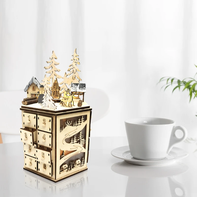 D0AD Рождественский деревянный календарь приключений с обратным отсчетом 24 ящика