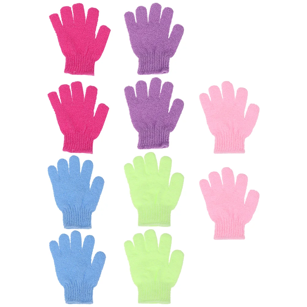 

10 Pcs Bath Mitt Exfoliating Pad Shower Wash Body Scrub Back Scrubber Loofah Glove Natural Sponge Gloves