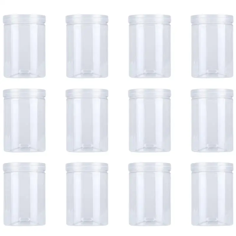 

12Pcs 500ml Plastic Food Jars Sealed Bottles Kitchen Storage Transparent Storage Jars Food Canister Kitchen Cookie Sealed Cans