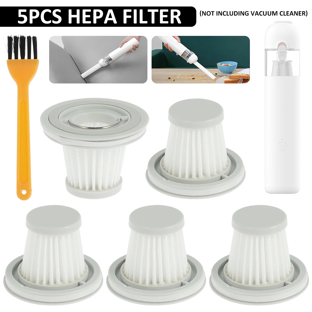 

5Pcs Vacuum Cleaners Filter Compatible with Handy Vacuum Cleaner HEPA Filter with Brush Mini Wireless Vacuum Cleaner Accessories