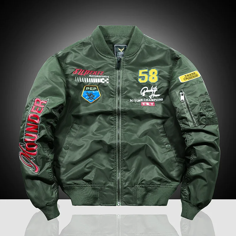 

New Autumn Air Force MA1 Pilot Jacket Men's Embroidered Baseball Uniform Workwear Jacket Spring and Autumn Large Size Coat