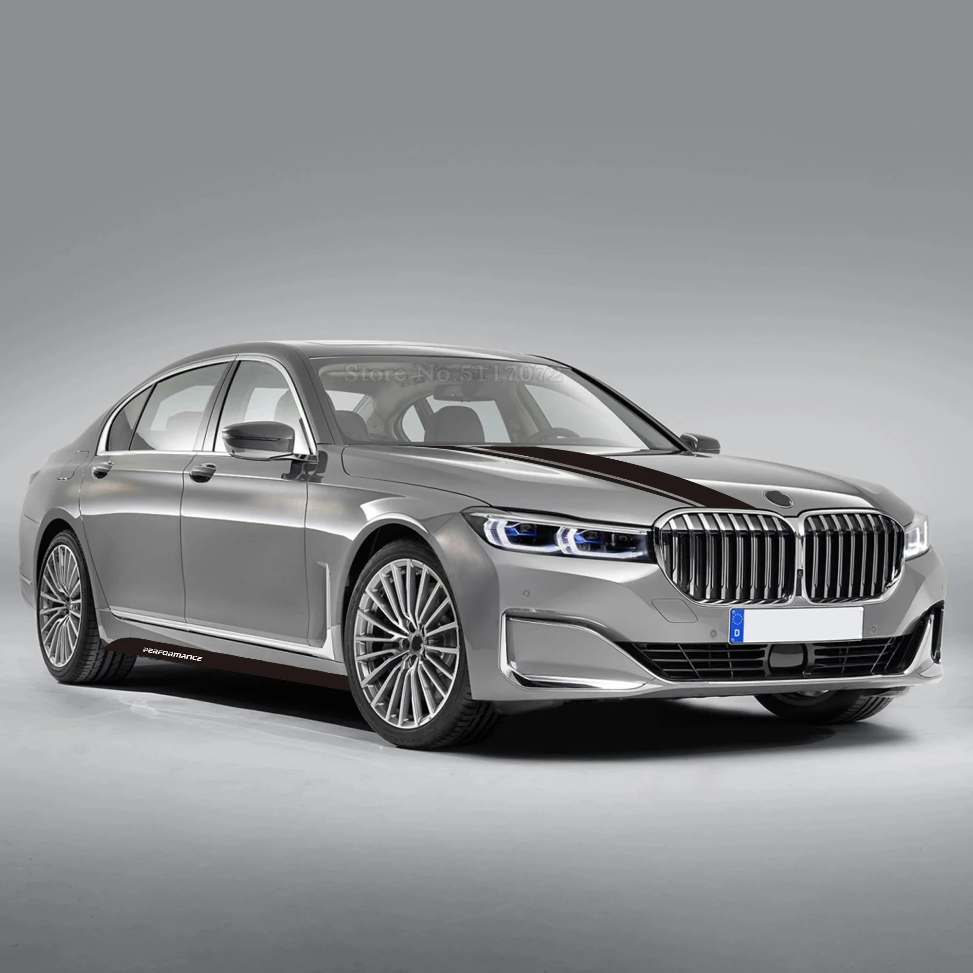 Фото Для BMW F01 F02 G11 G12 7 серии F03 F04 760 M Performance дверная боковая полоса юбка наклейка на капот автомобиля зеркало заднего вида наклейка на капот №5