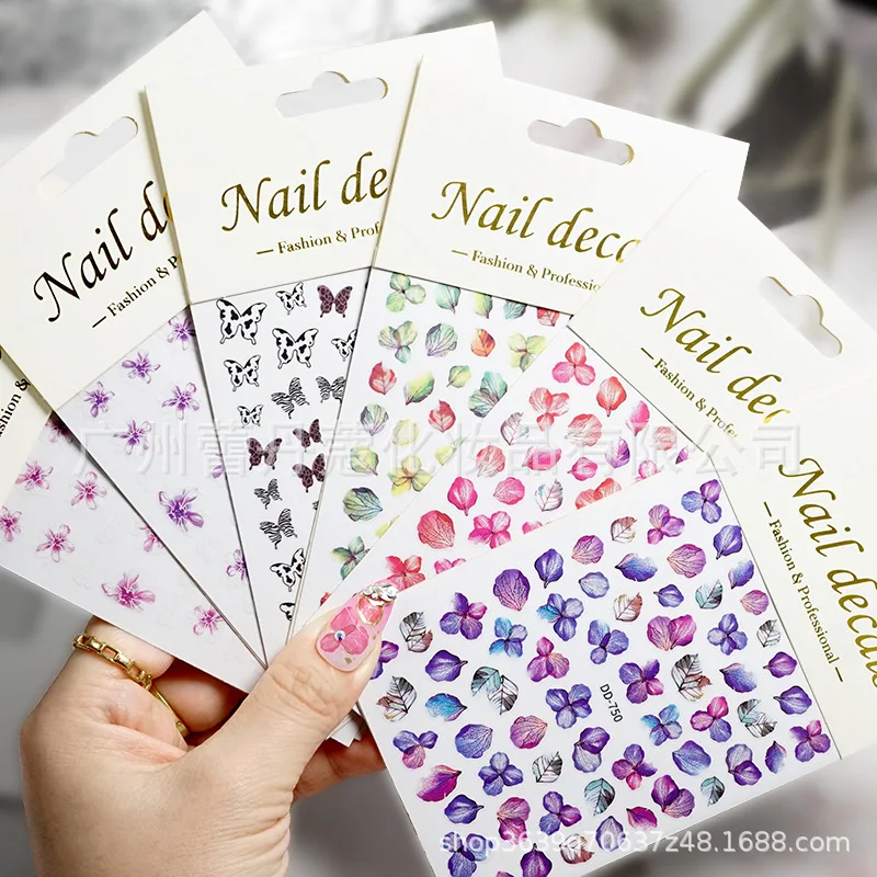 

1pcs Colorful Flower Self Adhesive Nail Stickers with Mixed Floral Design Nail Art Decorations Decal DIY Japanese Nail Accessory