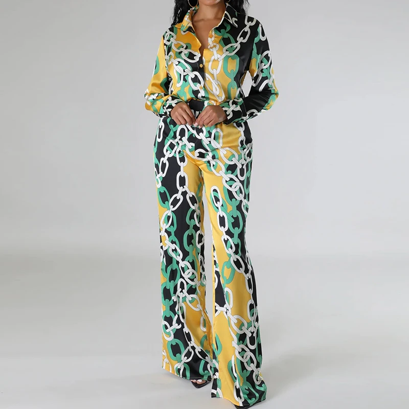 

Женский комплект из двух предметов, привлекательная приталенная рубашка и брюки, шикарный офисный костюм с винтажным принтом и брюки с высокой талией