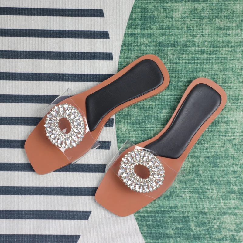 Z Fashion Flat Bottom Women's Sandals Brand Design Laides Shoes 2023 Summer Outside Slides Luxury Colorful Diamond Beach Shoes