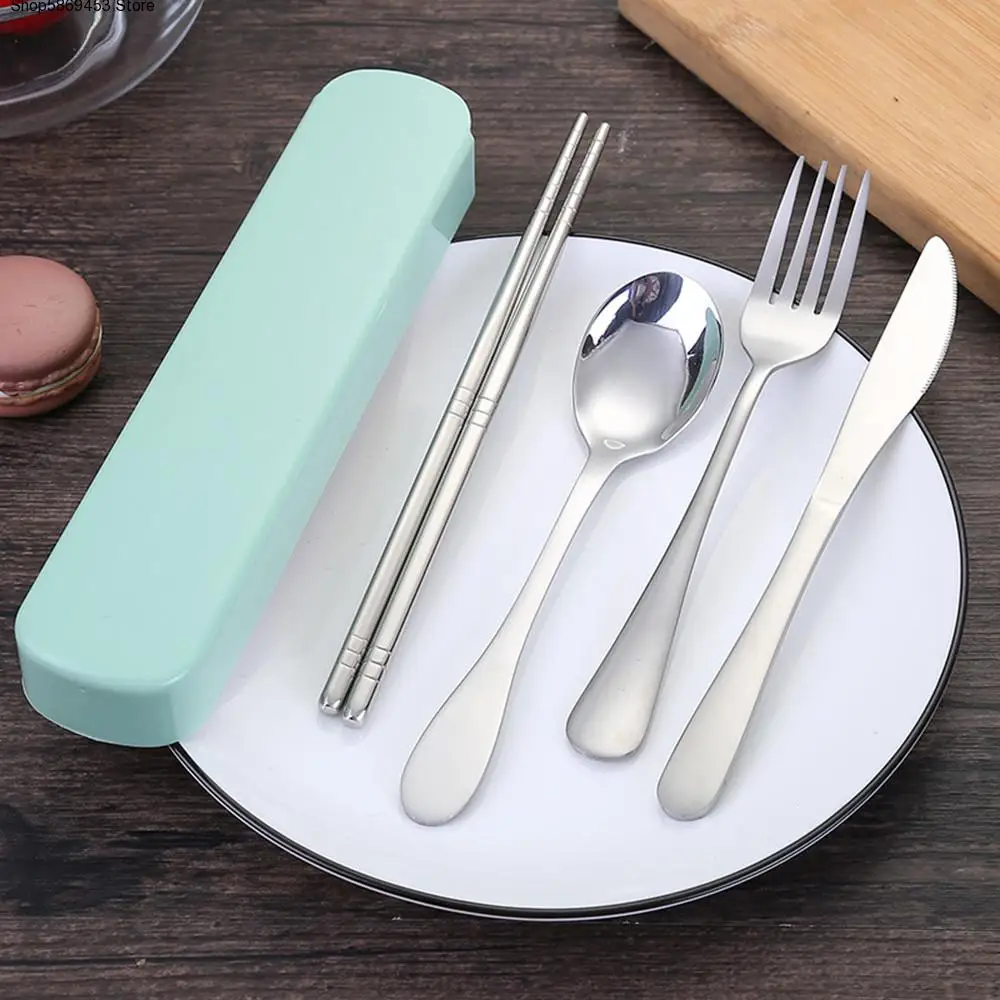 

4 PCS Kitchenware Set Portable Chopsticks Fork Spoon Travel Cutlery Set Portable Travel Silverware Utensils Flatware Set