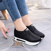 fashion woman sneakers ladies flat thick bottom shoes slip on ankle boots solid color casual platform shoe increase within shoes