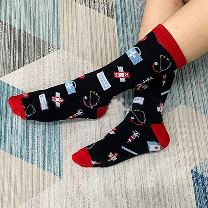 Новинка для мужчин и женщин хлопковые носки экипажа забавные доктора медсестры