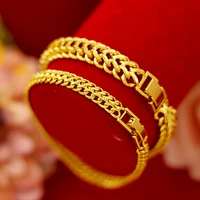6mm10mm wide women men bracelet wrist chain link solid 18k yellow gold filled classic vintage jewelry bone bracelet gift 7 8in