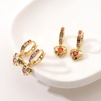china new fashion jewelry womens earrings copper inlaid zircon heart shaped love cute ear pin party holiday gift