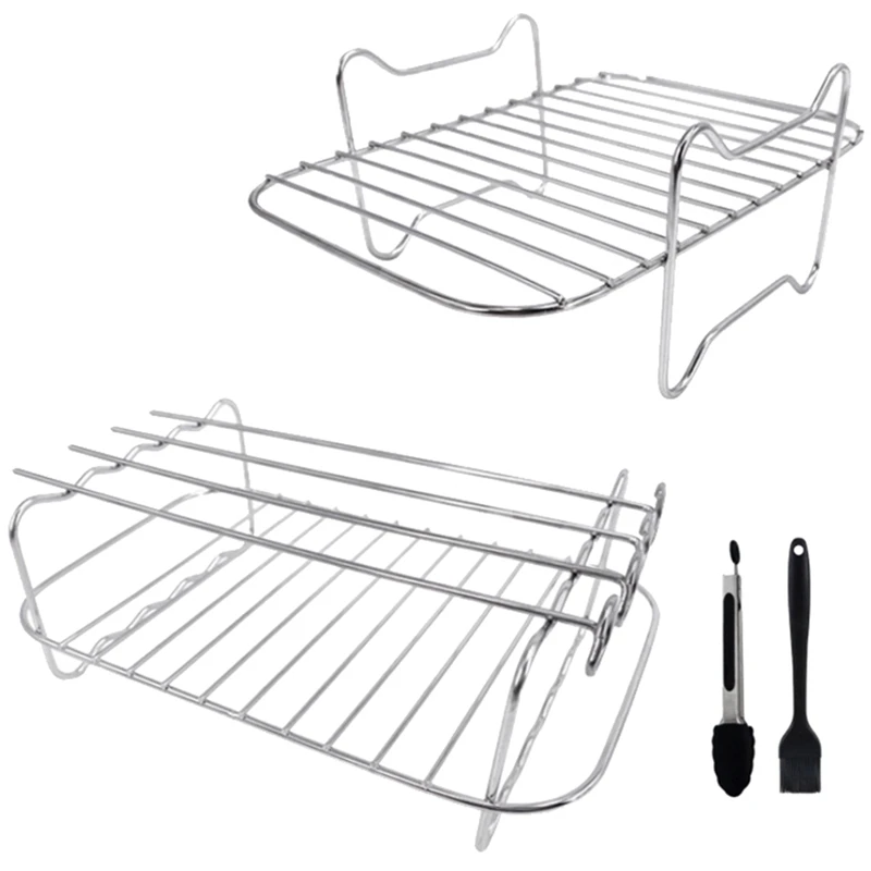 

Подставка для фритюрницы для Ninja, подставка из 2 предметов с 4 шпагами, щеткой и зажимами, для фритюрницы с двойной корзиной