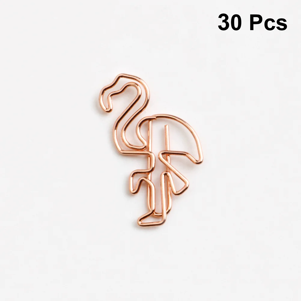 

30PCS Office Stationery Practical Creative Metal Bookmark Flamingo Shape Paper Document Clip Mixed Color Mini clamp