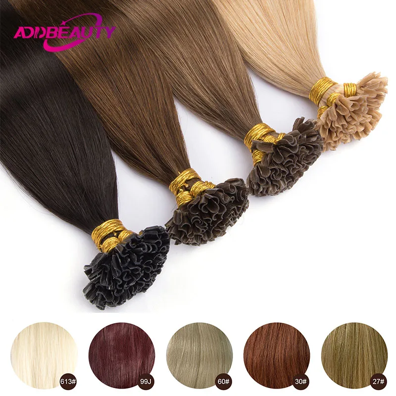 Наращивание волос Nail U TIP человеческие волосы прямые Remy 40 г 50 натуральные