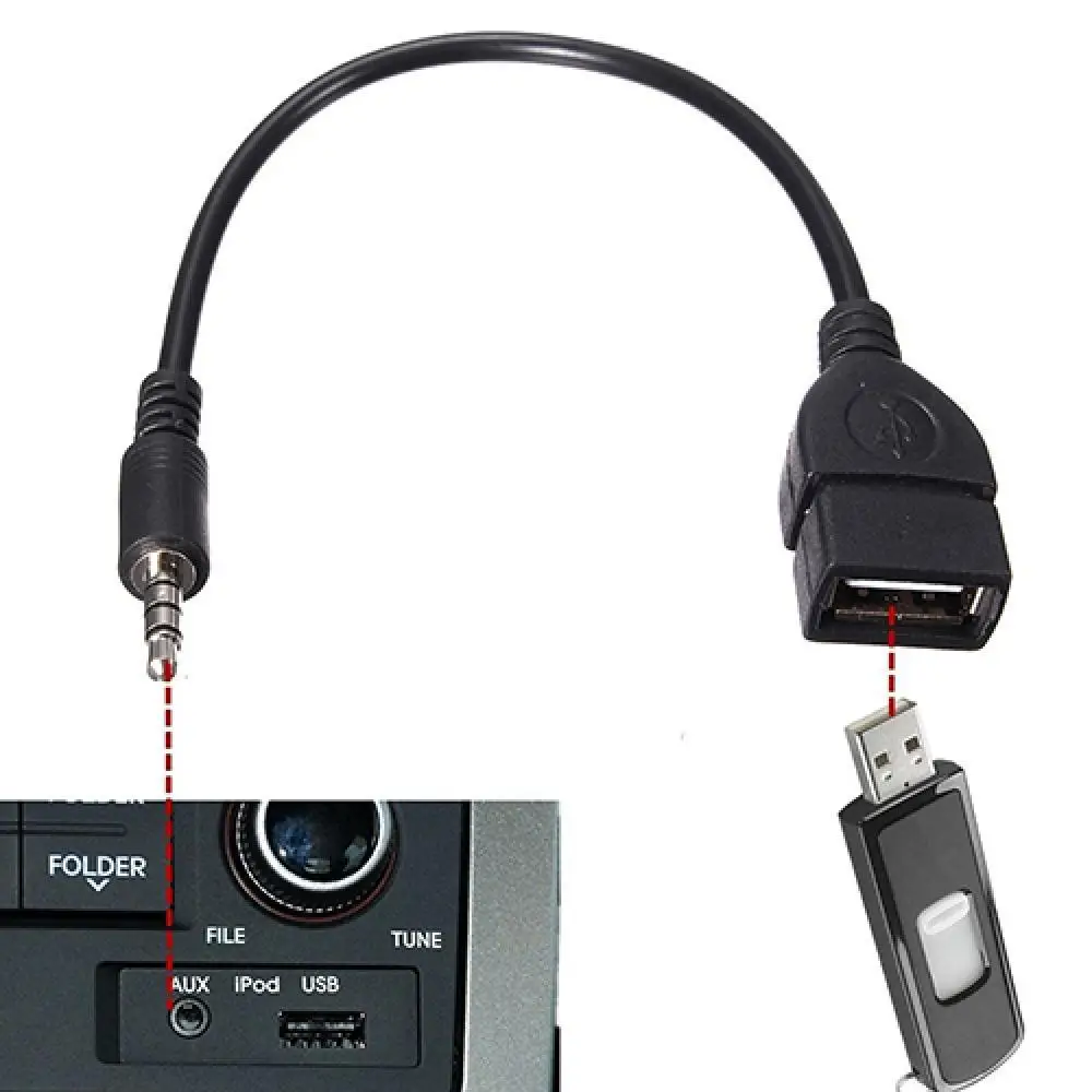

3.5mm Male Audio AUX-in-Jack to USB 2.0 Type A Female OTG Converter Cable