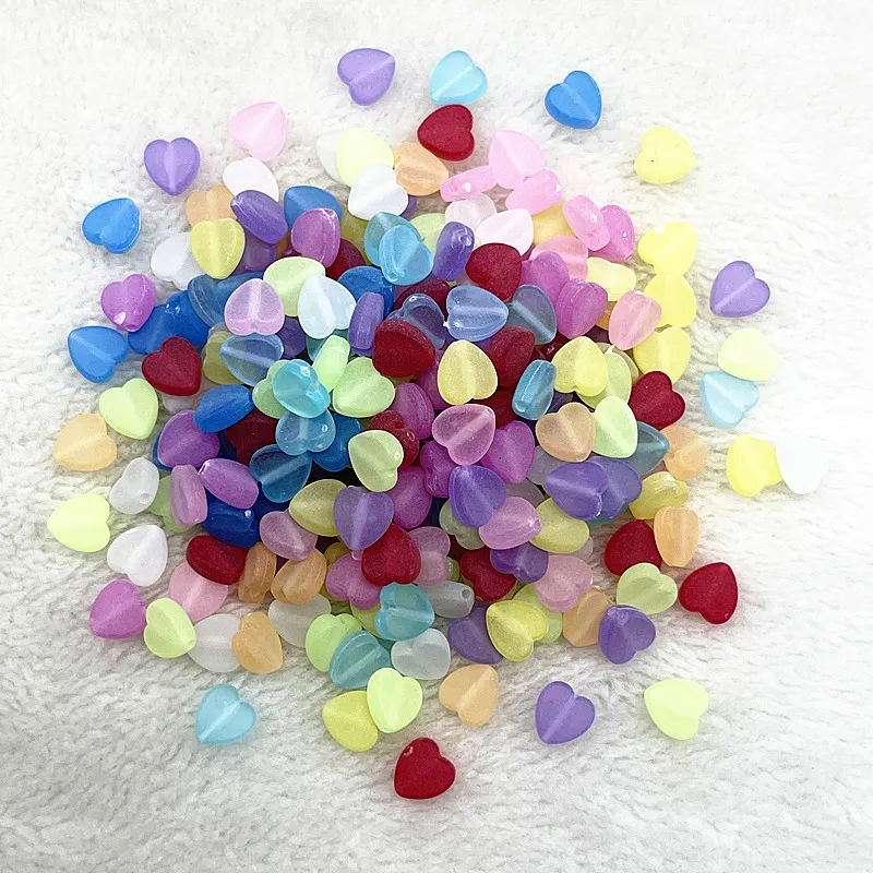 Акриловые Матовые бусины в форме сердца 50 шт./лот 8 мм бусины-разделители россыпью