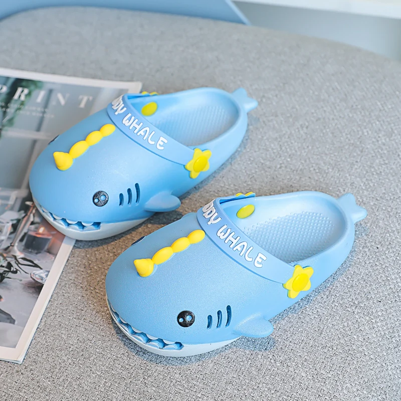 

Children Summer Two-way Wearing Soft Funny Shoes Foam Home Kids Slippes Thick Cloud Slides Shark Clogs Sandals