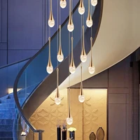 modern led crystal chandelier creative loft long spiral staircase chandelier villa living room hall lighting ceiling chandelier