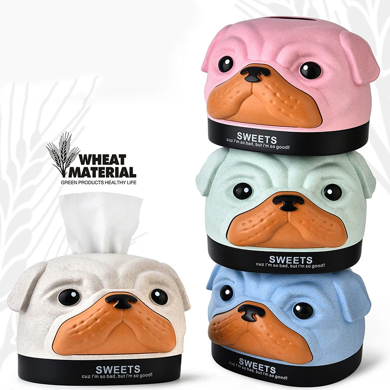 

Funny Dog Head Tissue Box Bathroom Toilet Paper Holder Car Wipes Hand Towel Dispenser Household Table Napkin Container Supplies