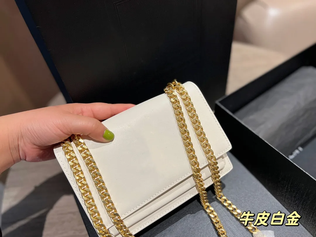 Sunset bag 2022 high value fashion leather bag women's chain Single Shoulder Messenger fashion versatile small square bag