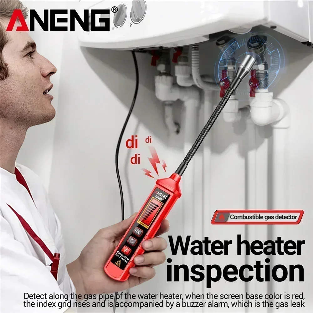 Фото Портативный детектор утечек газа ANENG GN803, ручной тестер метана и горючих газов, анализатор концентрации газов, измеритель утечек №2