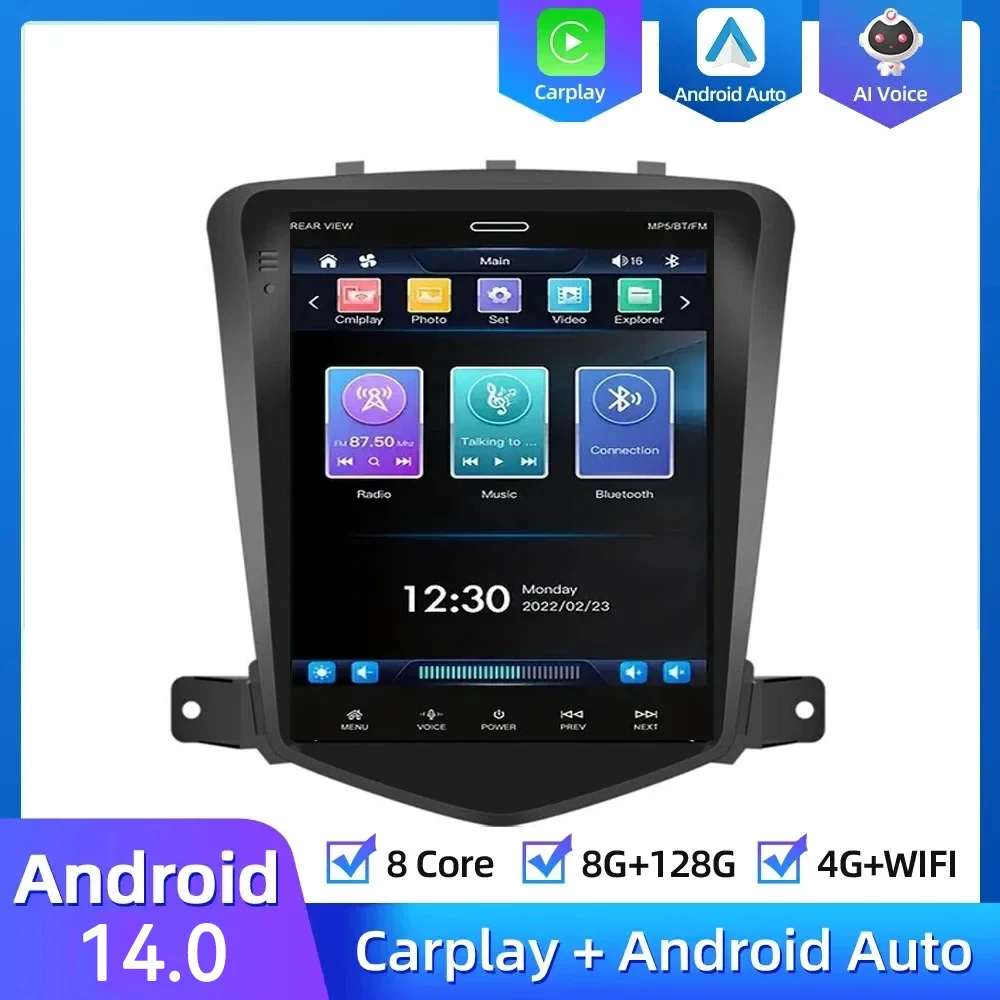 Автомагнитола для Chevrolet Cruze 9 7-2008 2014 дюйма 2 Din Android 14