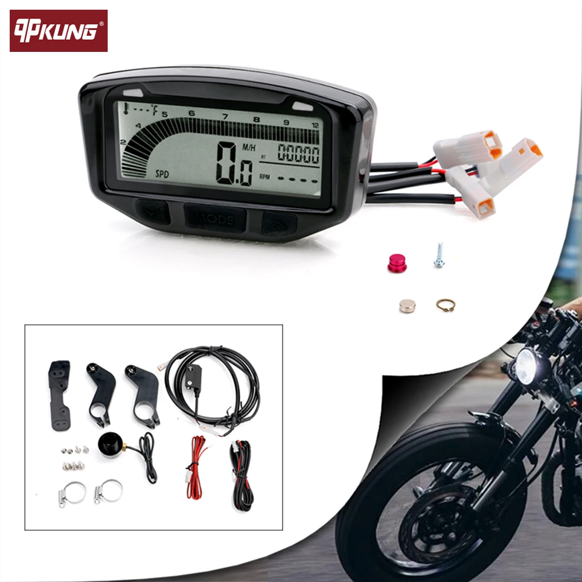 Цифровой спидометр qpKung 12 В тахометр одометр для мотоциклов 1995-2019 KTM Honda Yamaha Kawasaki