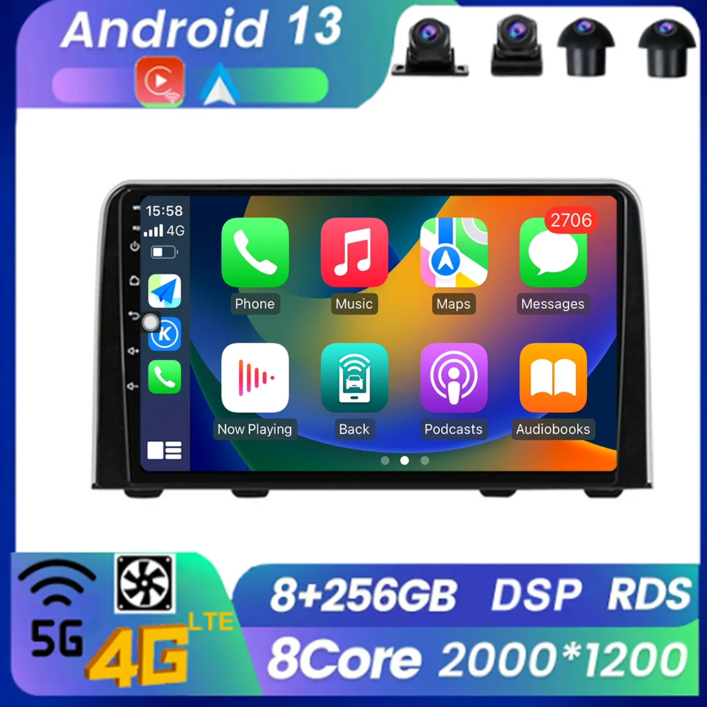 

Android 13 WIFI беспроводное Carplay мультимедийное автомобильное радио для Honda CRV CR-V 5 RT RW 2016 - 2018 радио Bluetooth