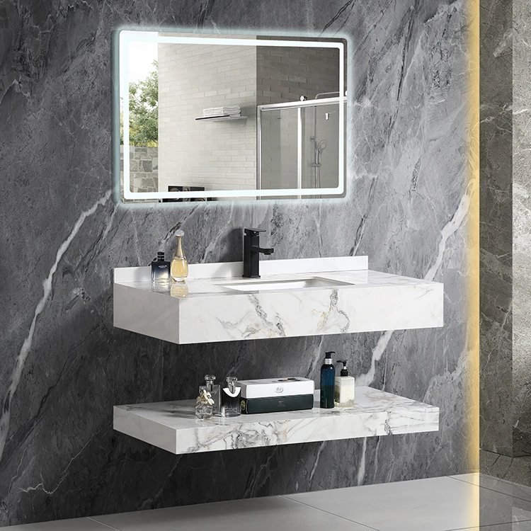 

Modern Under Counter Basin Cabinet Grey Marble Luxury Bathroom Sink