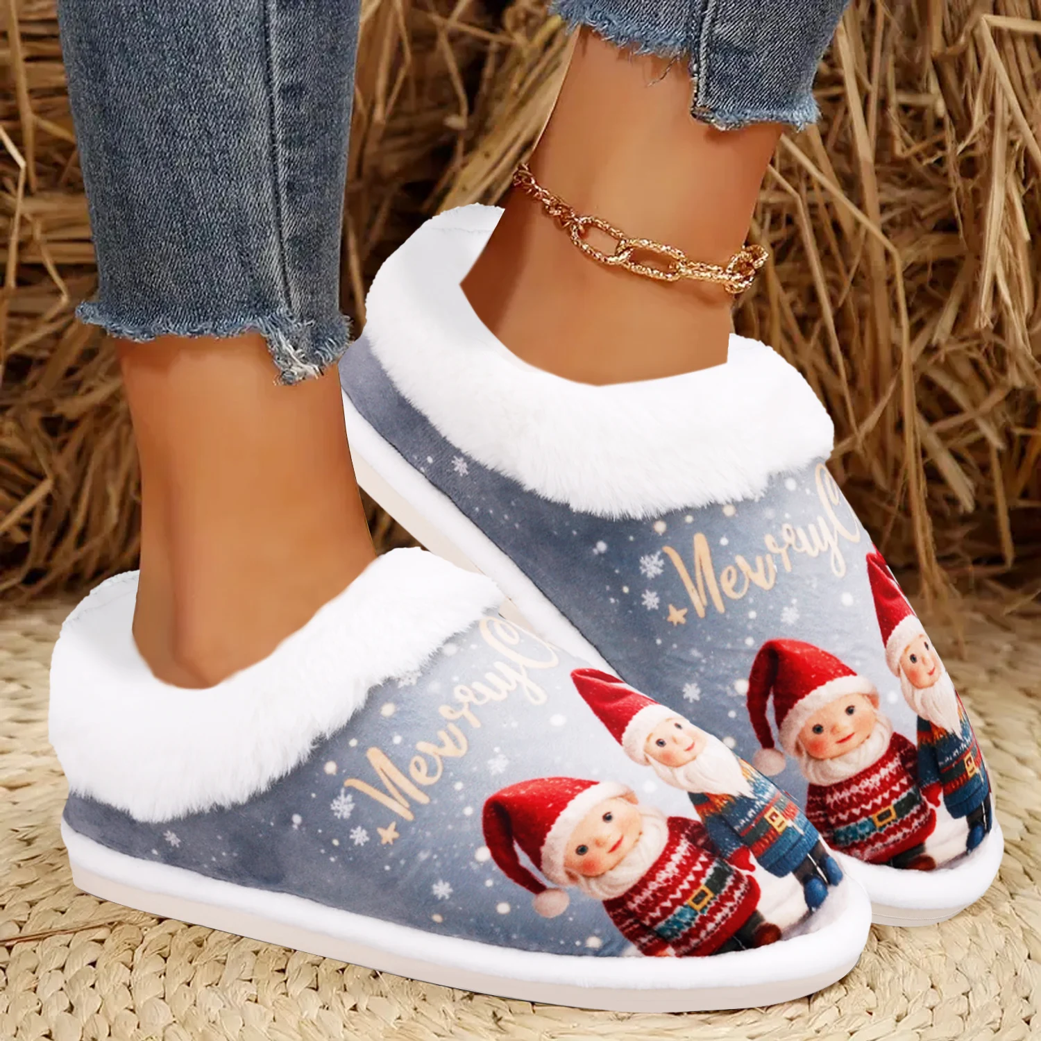 Рождественский подарок милые домашние/наружные тапочки Санта-Клауса домашние из