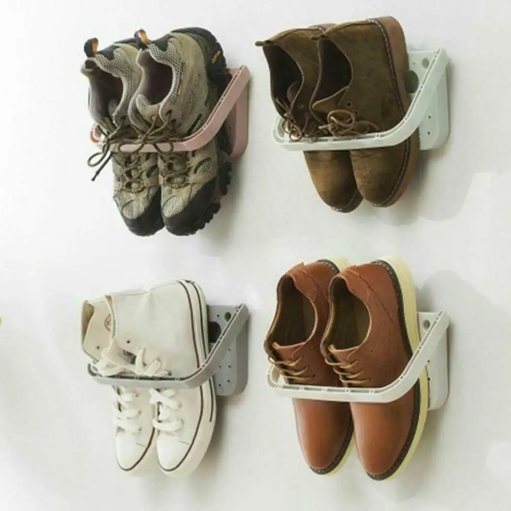 

Wall Mounted Shoe Rack Space Saving Shoes Shelf Home Living Room Bathroom Shoe Storage Organizer Racks Holder