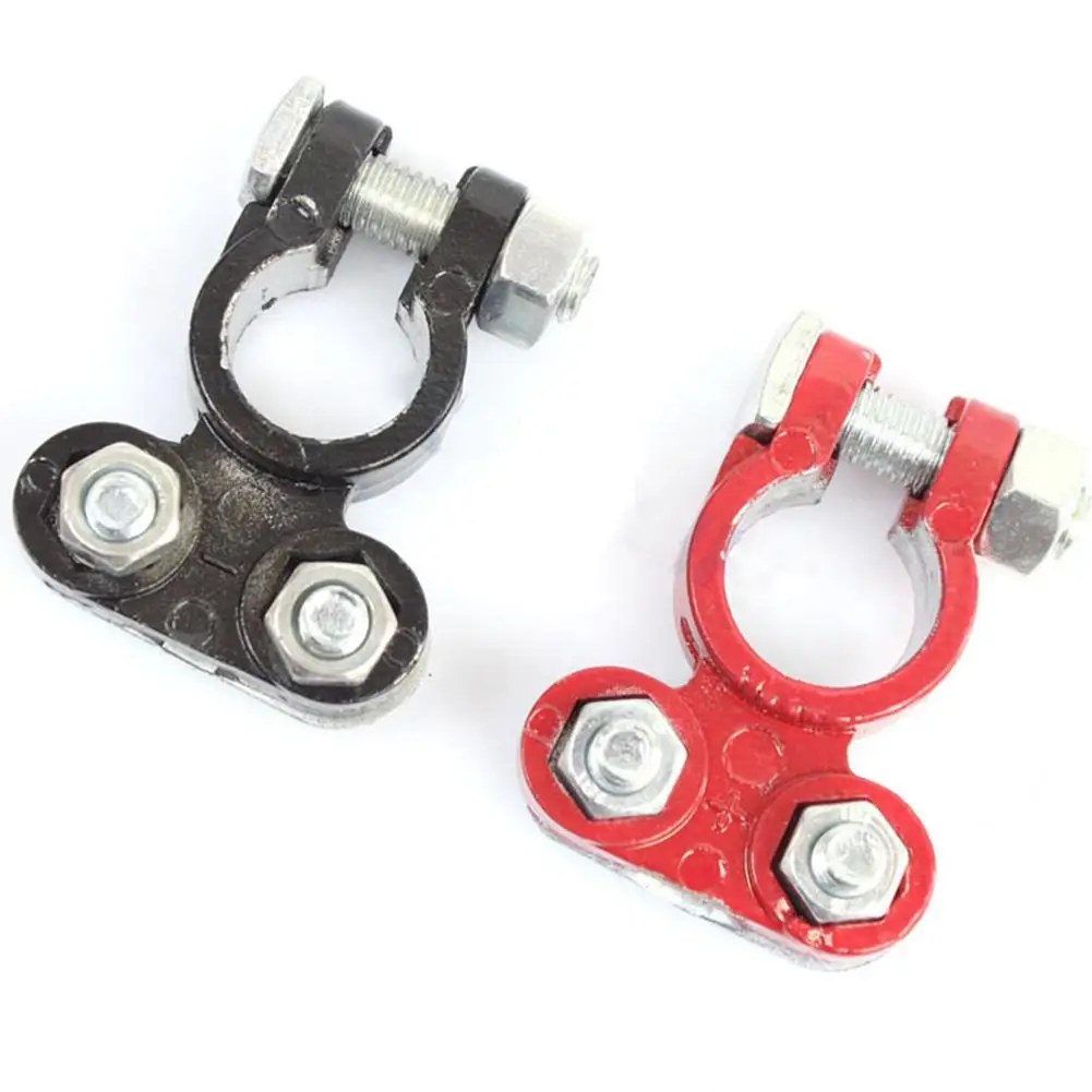 

1 Pair Of Metal Car Red Black Wiring Battery Terminals With Screw Clamps Universal Anti-corrosion Car Modification Accessories