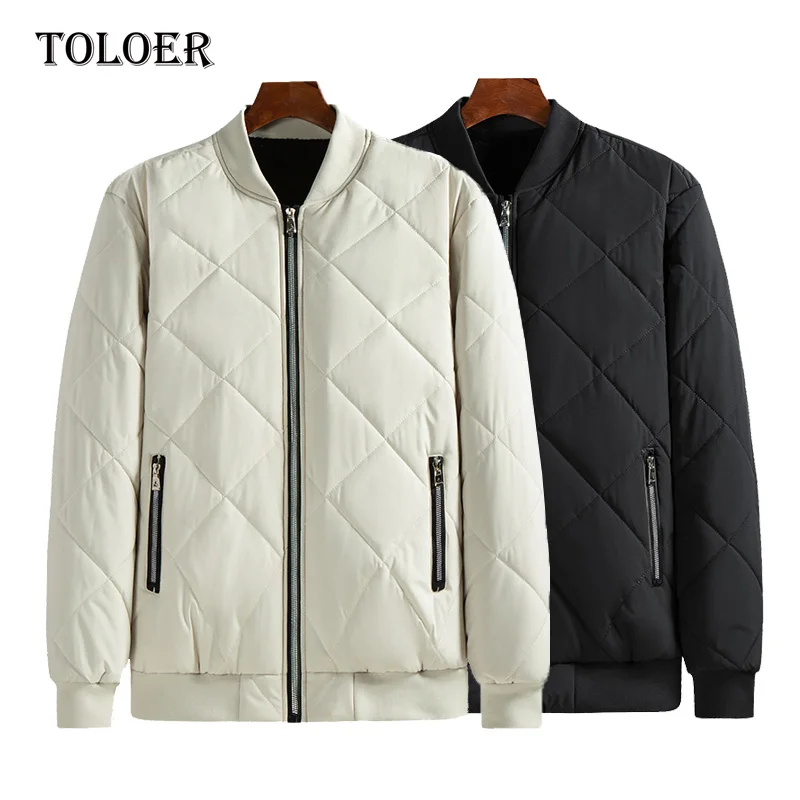 

Autumn Winter Fleece Cotton Coat Mens Parka Warm Baseball Collar Jacket Men Solid Casual Parkas Fashion Jackets Streetwear 5XL
