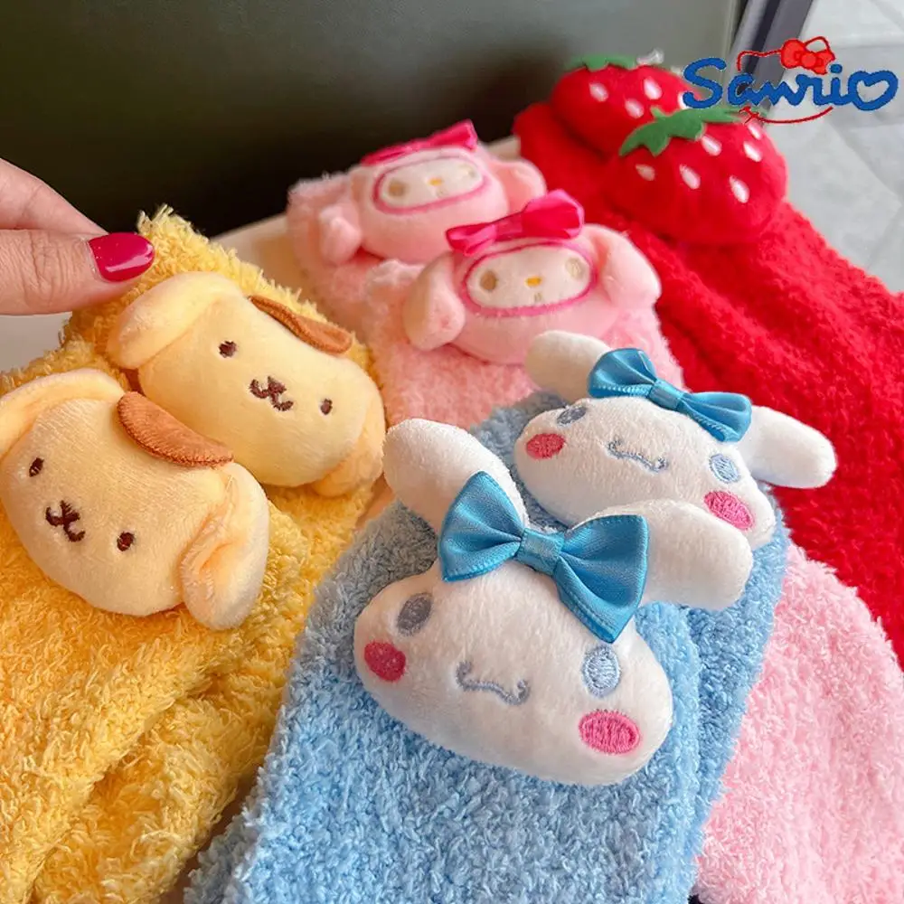 

Sanrio Plush Socks Kawaii Cinnamoroll My Melody Pompompurin Anime Long Tube Stockings Autumn Winter Furry Warm Socks Girl Gift
