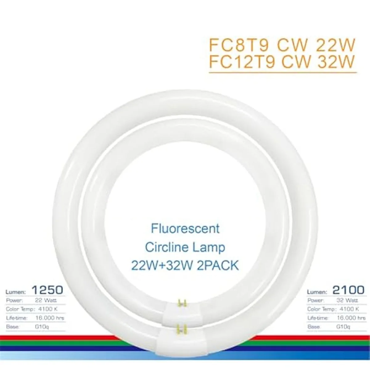 FC8T9/CW 22W and FC12T9/CW 32W Cool White Round Fluorescent Light Bulb Set T9 22 Watts &amp Circular Bulbs 32 Pack