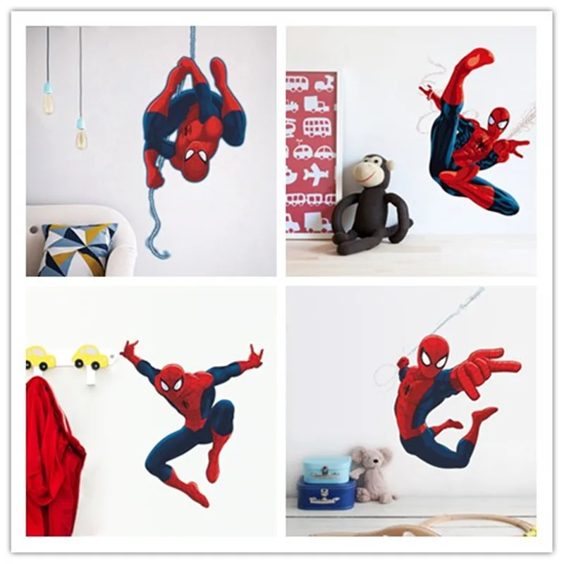 

3D Anime Hero Spiderman Wall Stickers for Kids Rooms Nursery Home Decor Cartoon Decorative Wall Decals Pvc Poster Diy Mural Art