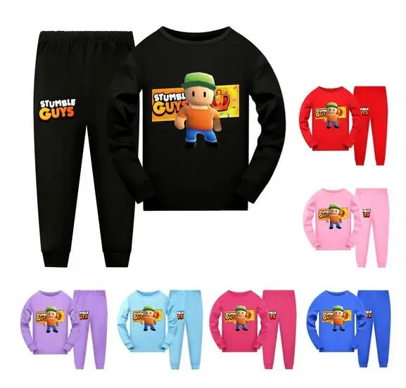 

Kids Stumble Guys Pajamas for Girls Sprng Autumn Sleeping Clothes Cotton Nightwear Boys Animal Pijamas Children Sleepwear