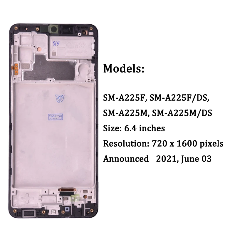 Super AMOLED для Samsung A22 4G LCD A225 A225F SM-A225F/DS ЖК-дисплей рамка сенсорный экран дигитайзер