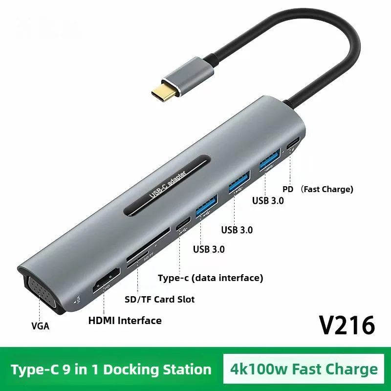 USB-концентратор USB C HUB к HDMI 4K Mutil USB3.0 Порт-сплиттер с зарядкой PD VGA RJ45 SD/TF Audio для