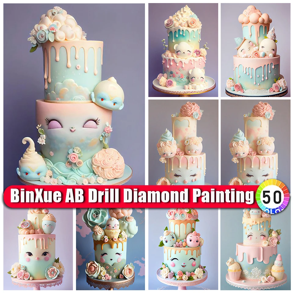 

BinXue2023 новинка искусство ИИ 5D DIY торт AB набор для алмазной живописи цветок ручной работы полная квадратная/круглая Алмазная вышивка мозаика домашний декор