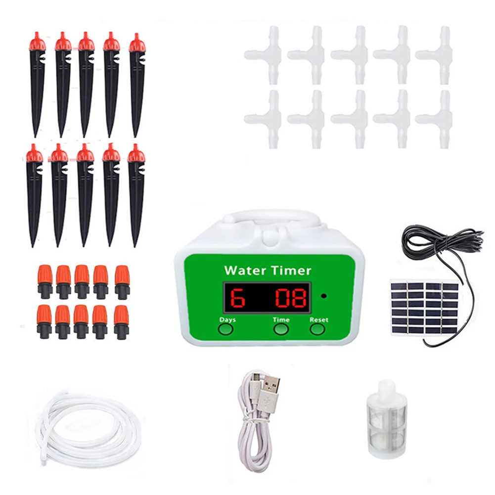 Garden Watering Timer Solar/USB Charging Automatic Watering System Power Indicator Spray Irrigator Gardening Accessories