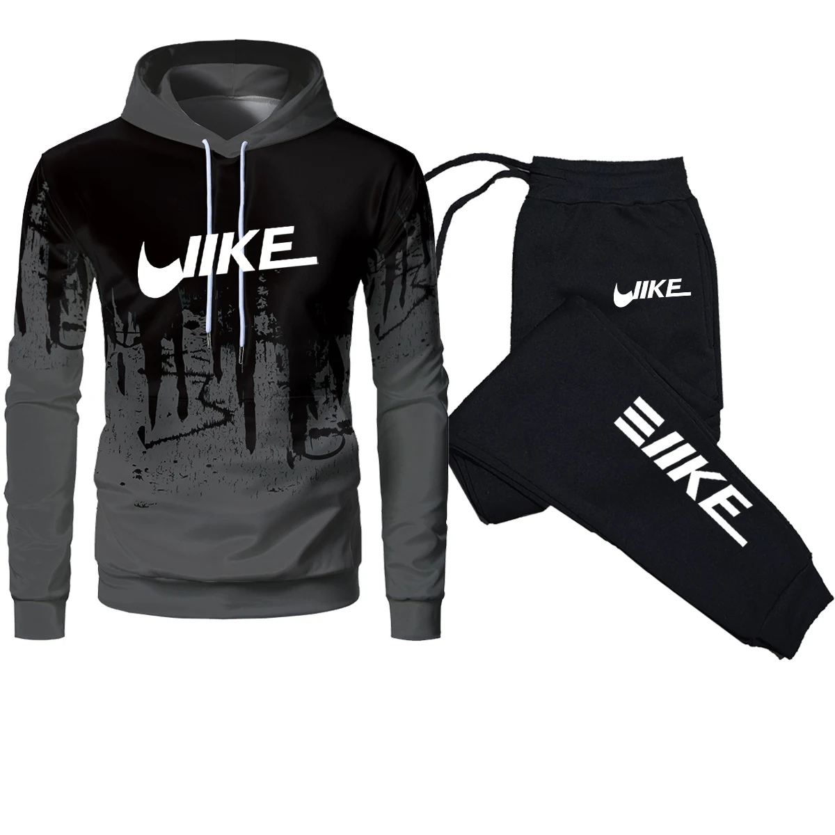 

2023 Spring Brand Men Splash Ink Hoodies Sweatshirt+Sweatpants Suit Autumn Winter Warm Tracksuit Sets Men's Hooded Outwear